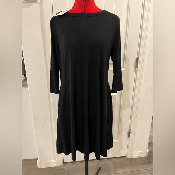 VIISHOW Womens Round Neck 3/4 Sleeves A-line Casual Tshirt Dress with Pocket - Picture 6 of 6